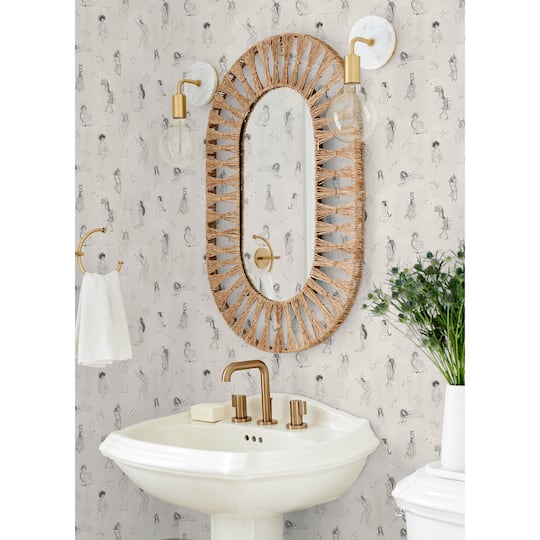 Mr. Kate Luna Zodiac Cream & Graphite Toile Peel & Stick Wallpaper